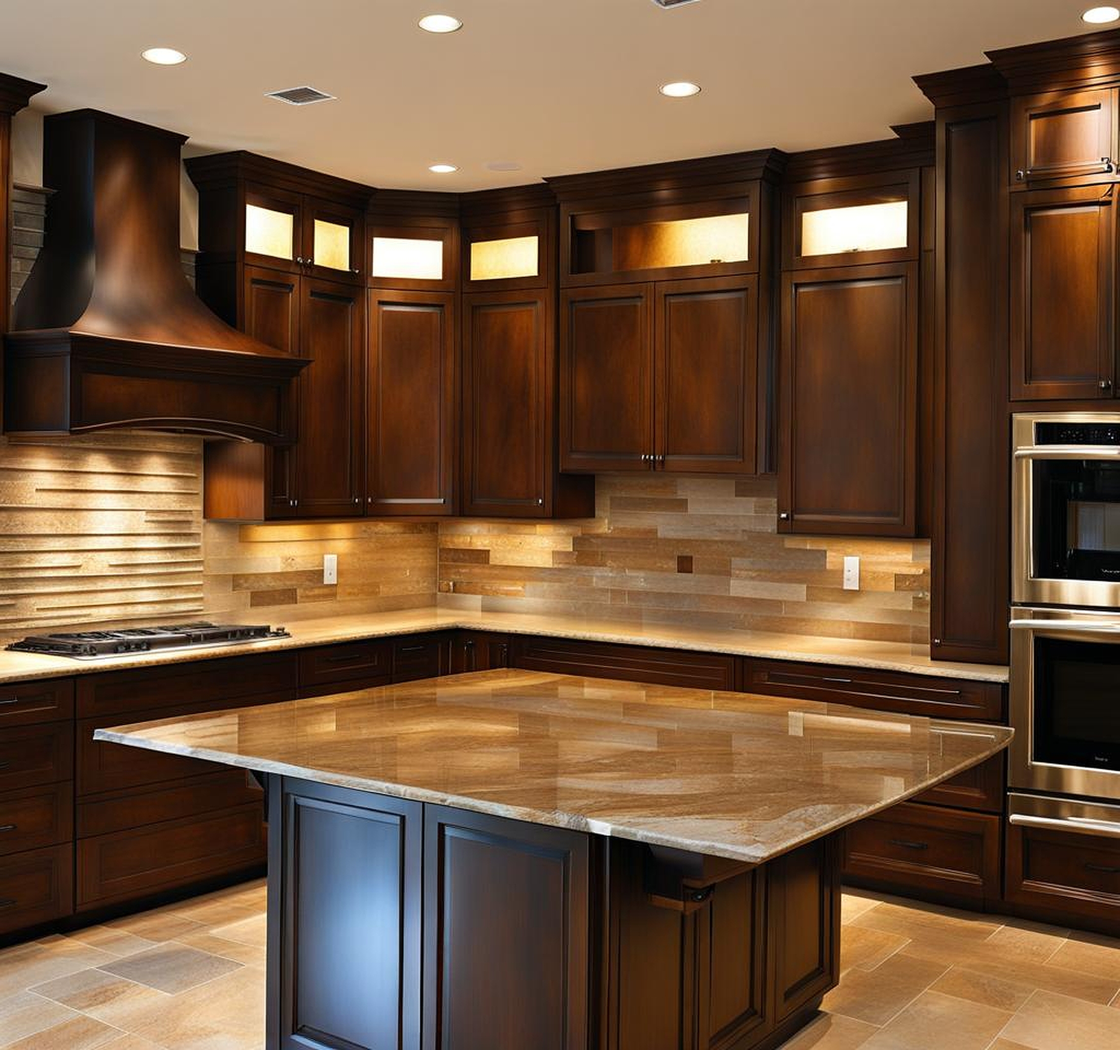 grey and brown backsplash