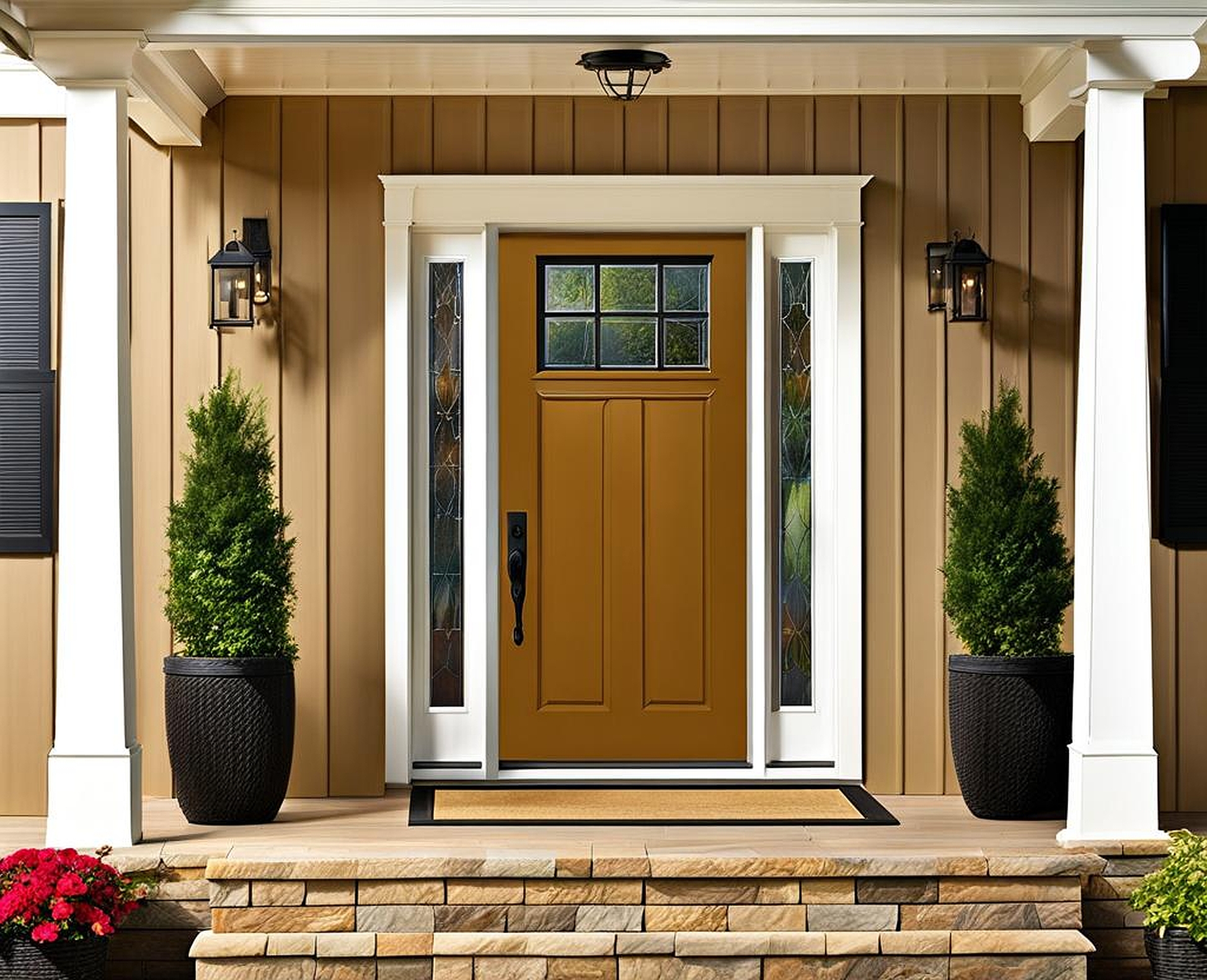 Popular Front Door Colors With Tan Siding For A Welcoming Home