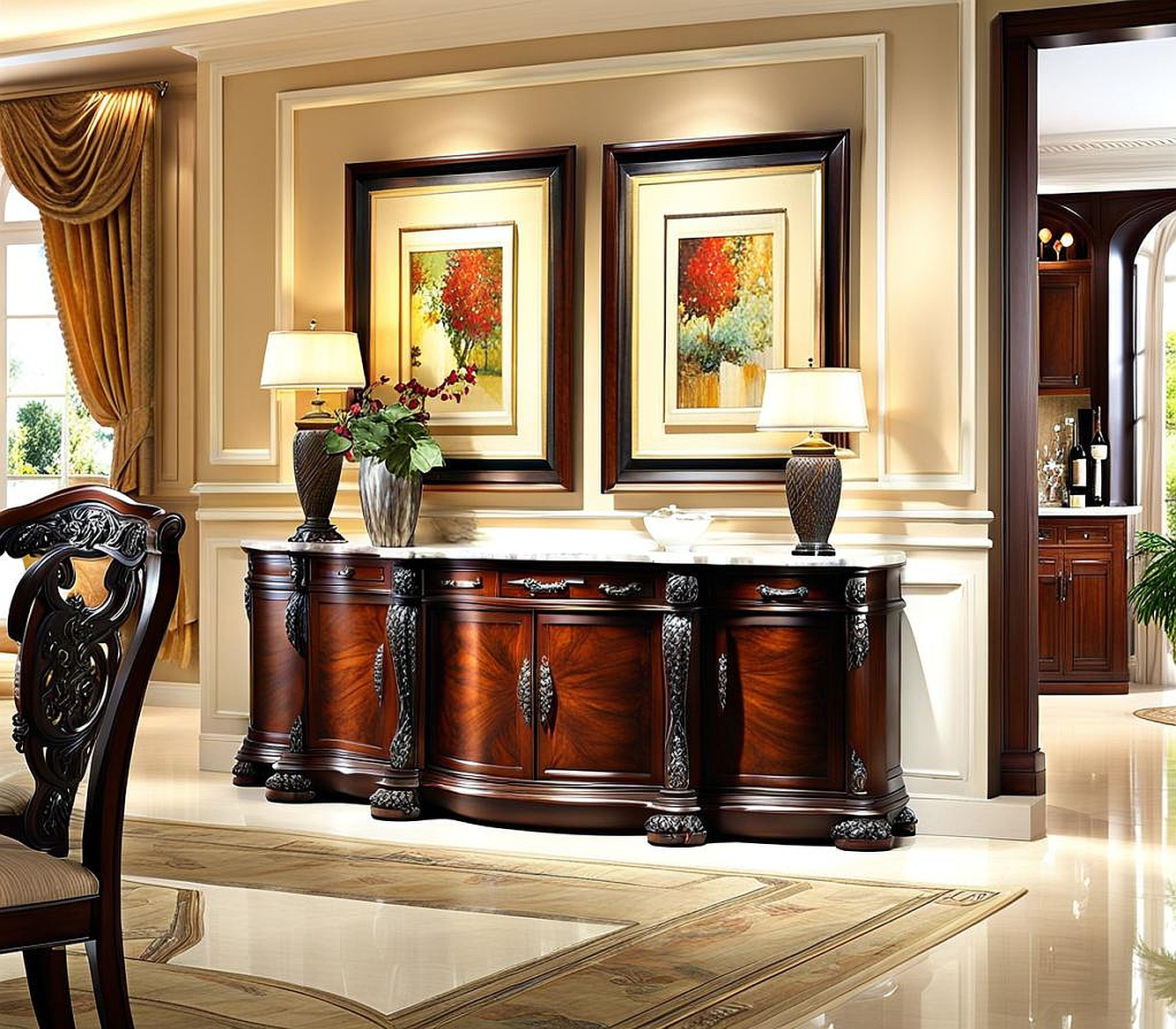 Marble Top Sideboards and Buffets for Dining Rooms with Great Impression