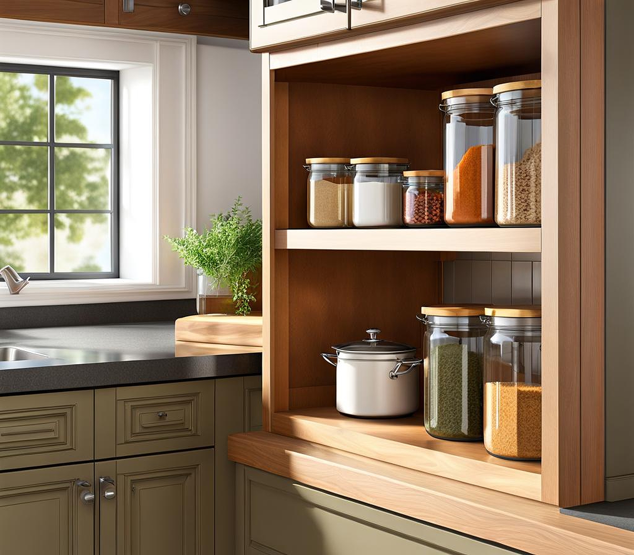 Open End Shelves in Kitchen Cabinets for Improved Cabinetry Functionality