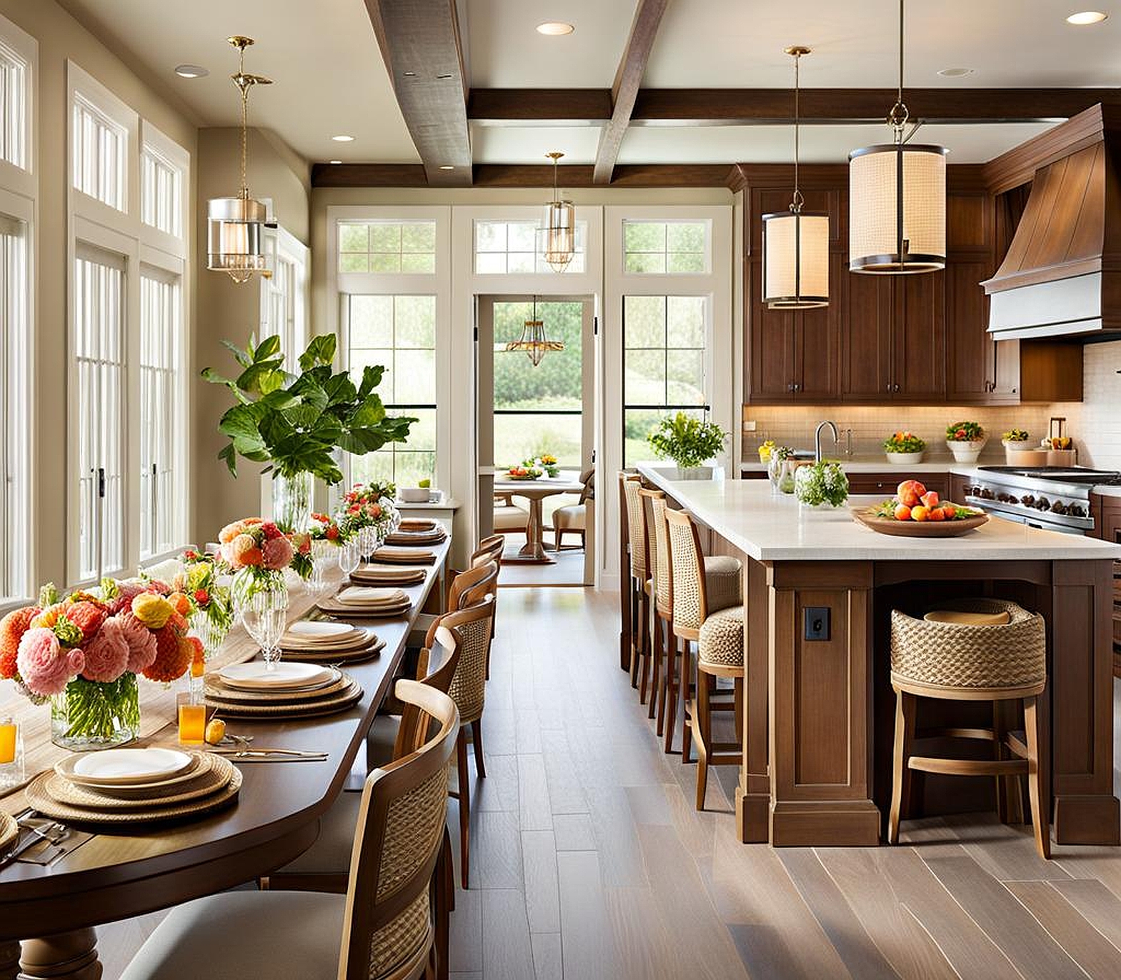 banquet seating in kitchen