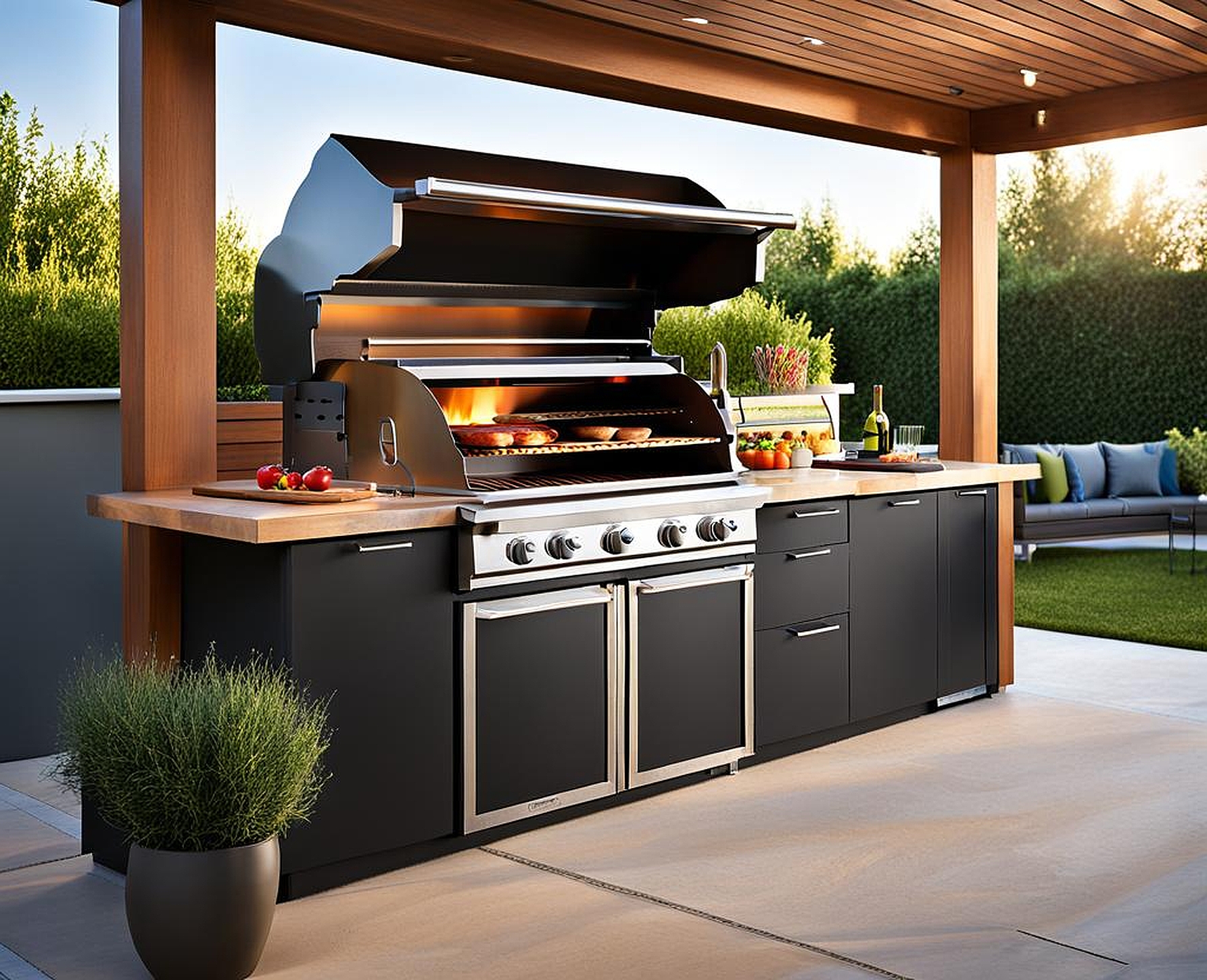 outdoor kitchen against house