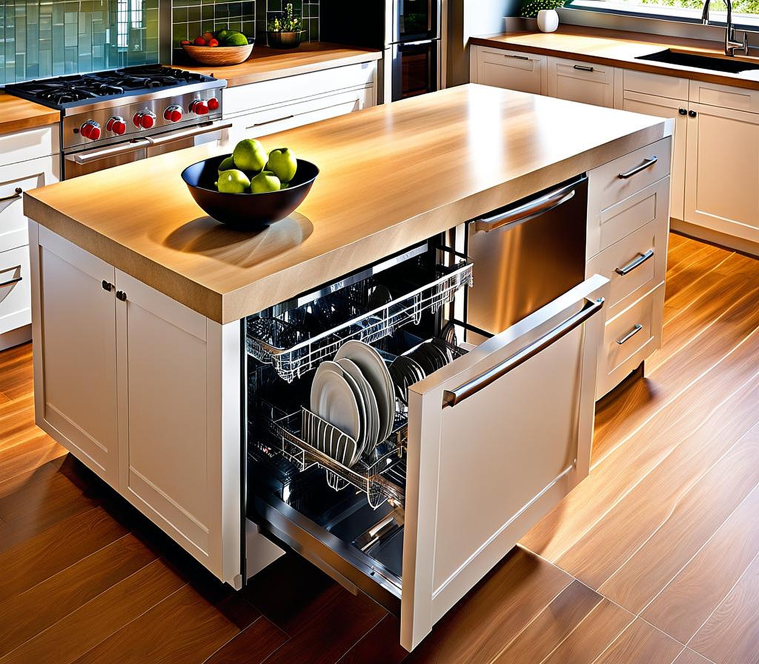 kitchen island with dishwasher space