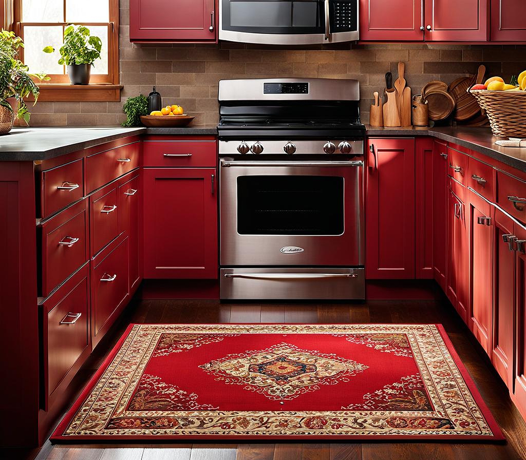 red kitchen rug runners