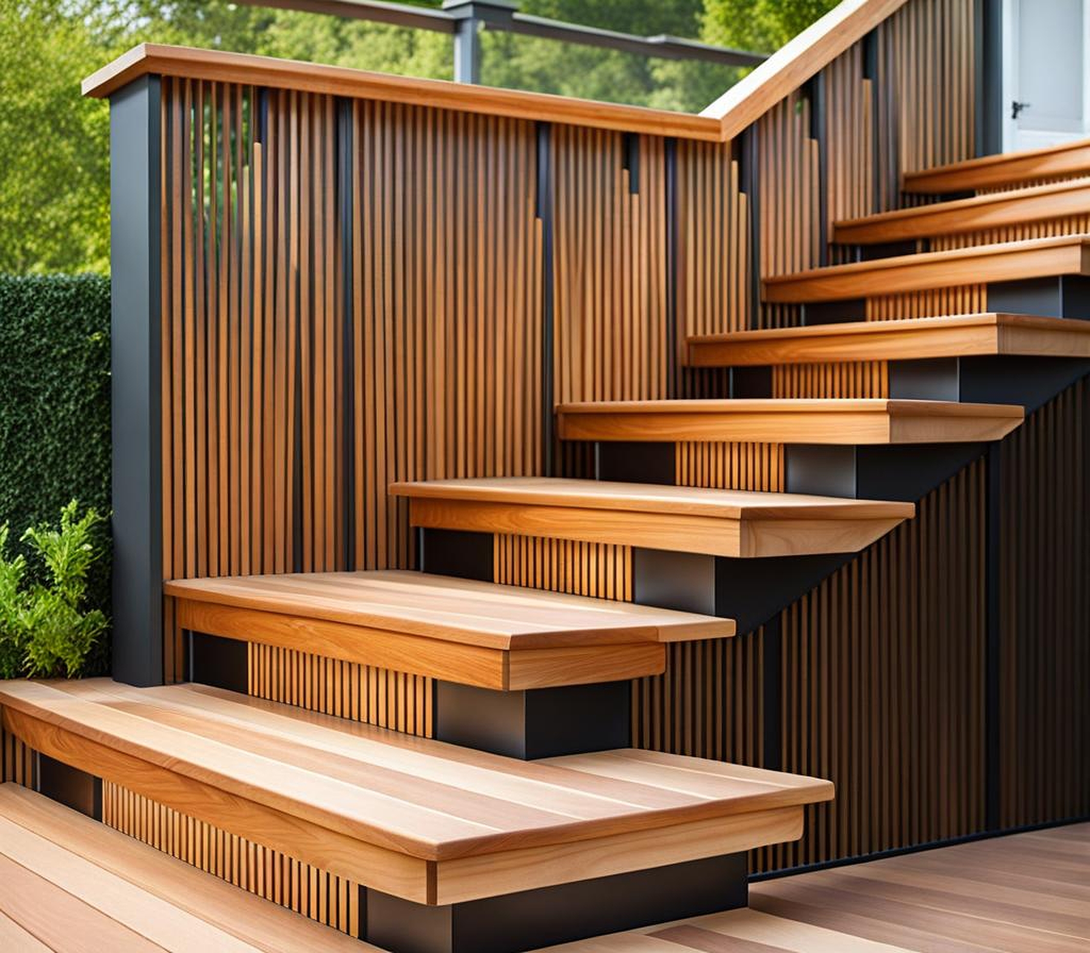 Stair Ideas for Decks with Intricate Railings for Style