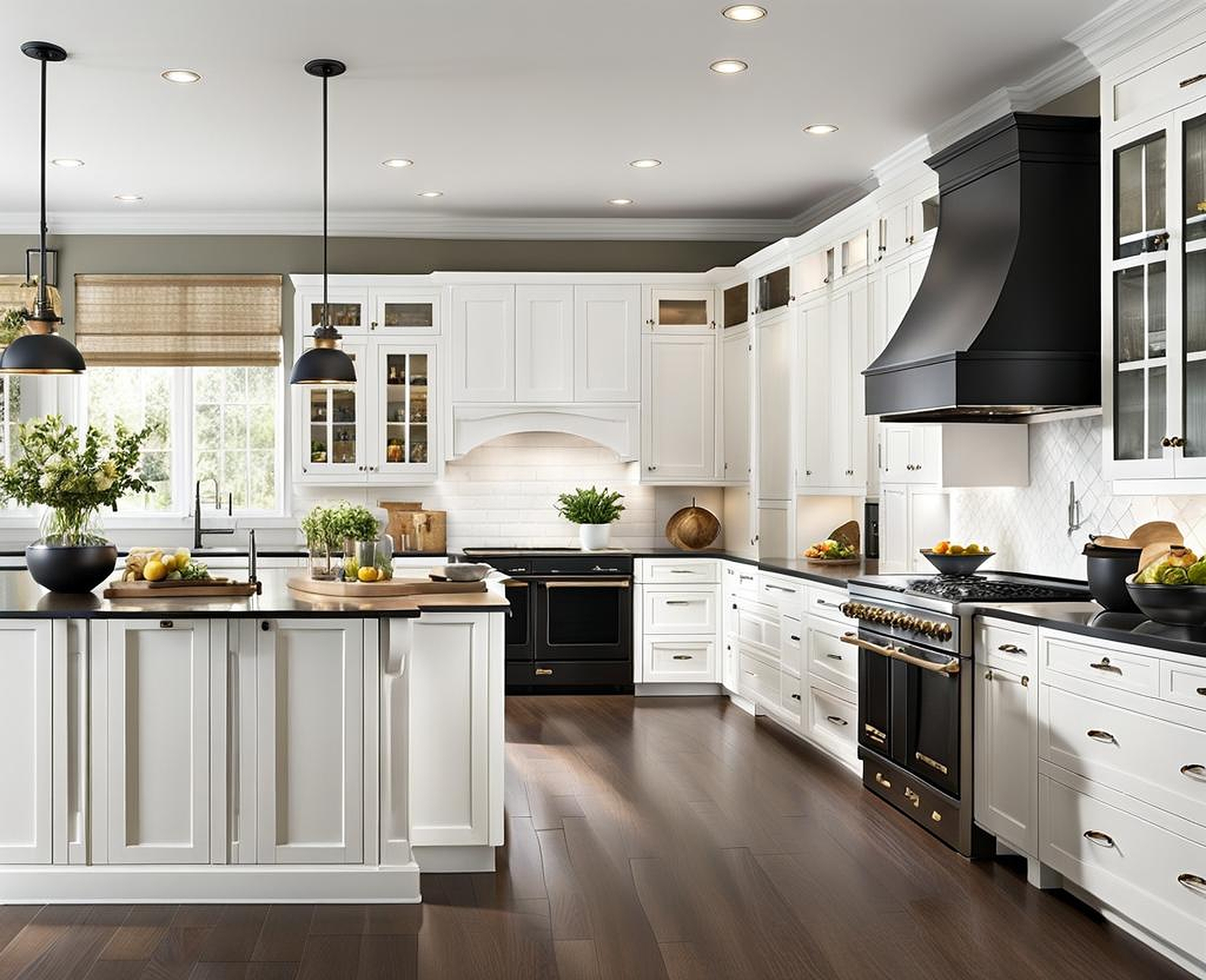 White Kitchens with Black Appliances for a Luxurious Look