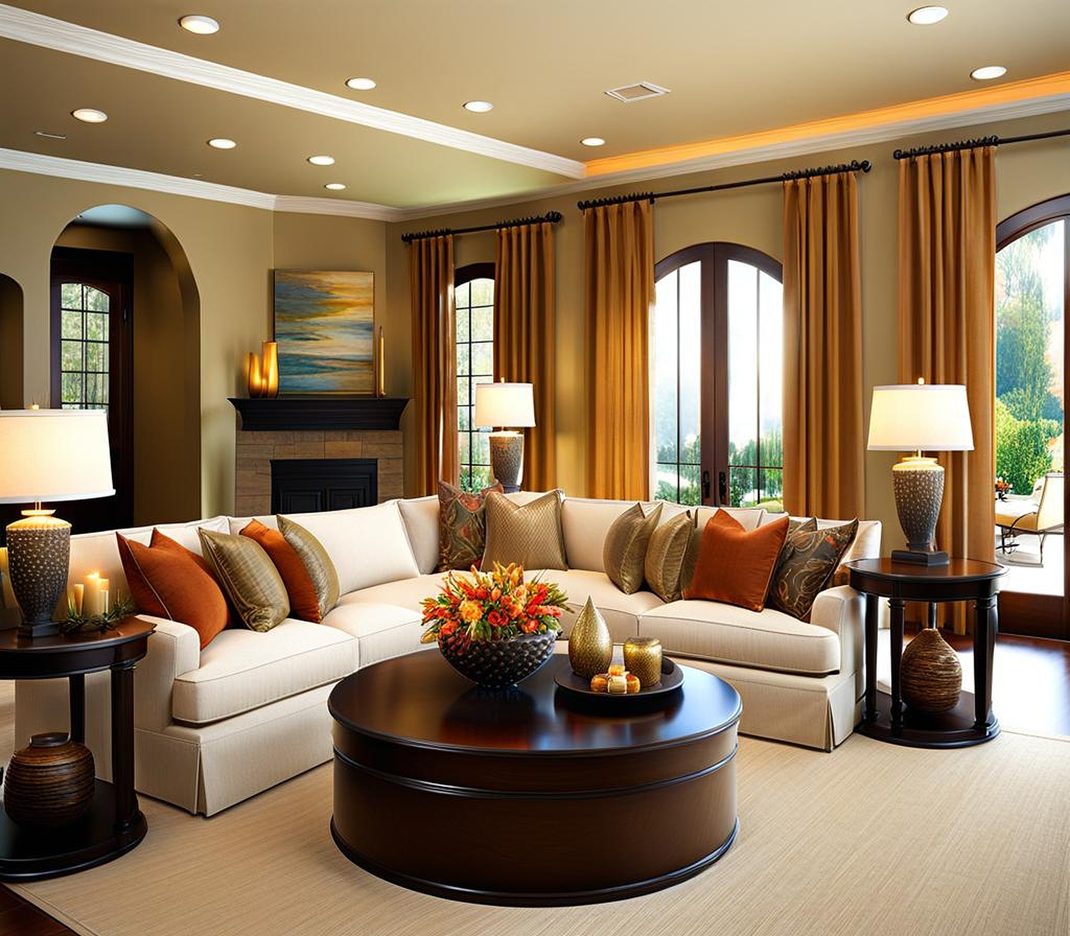 living room with two seating areas