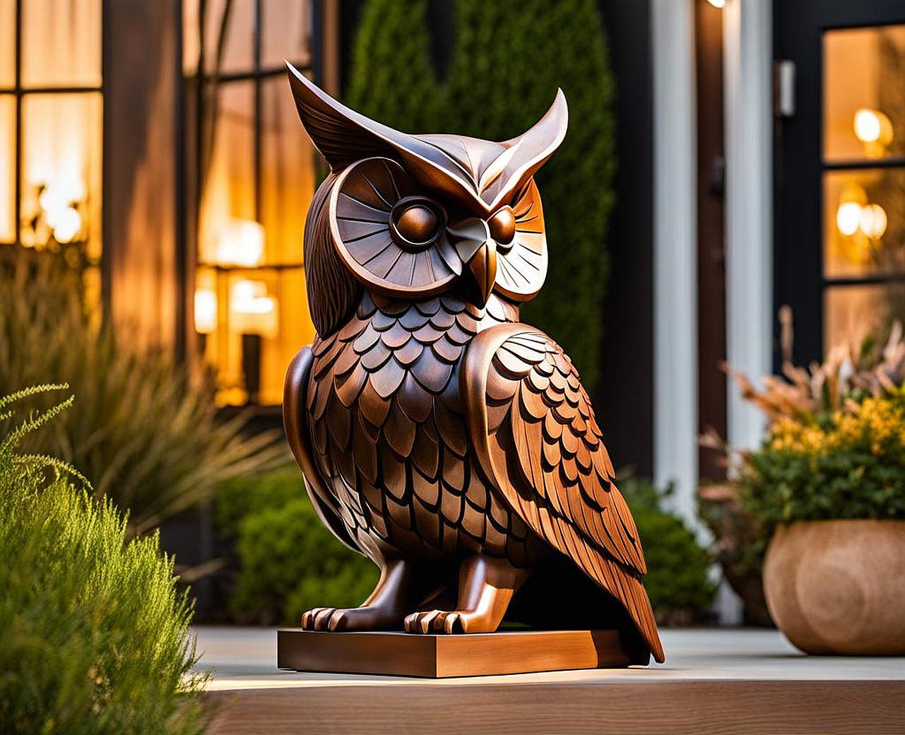 large outdoor owl planter