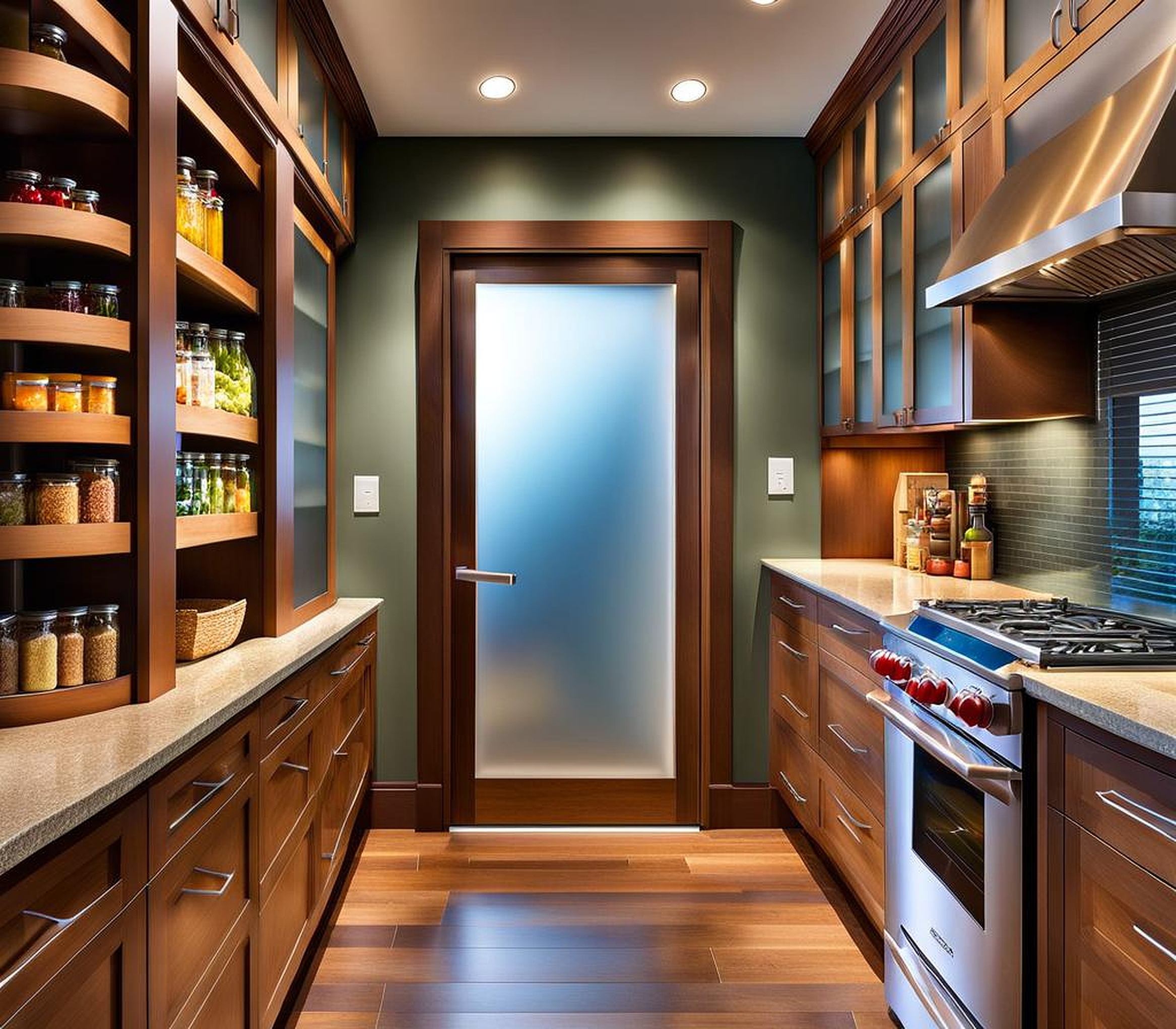 kitchen pantry doors with frosted glass