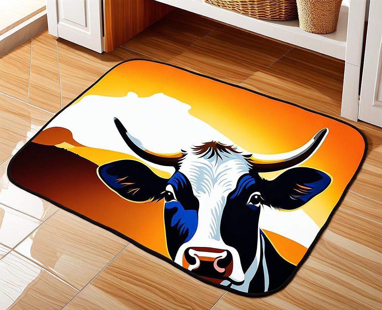 cow print bathroom rug