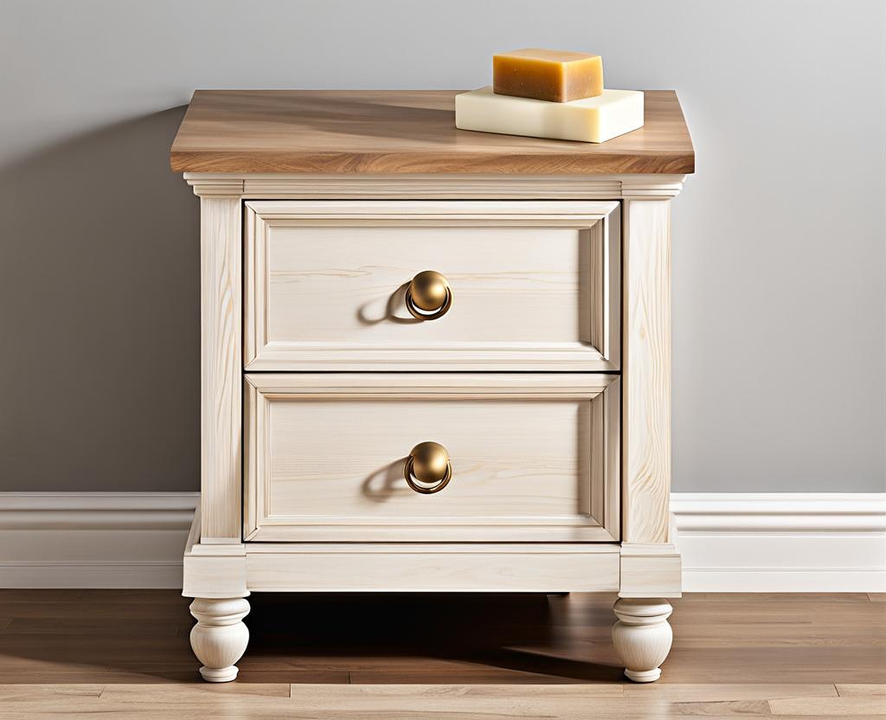 white washed wood nightstands