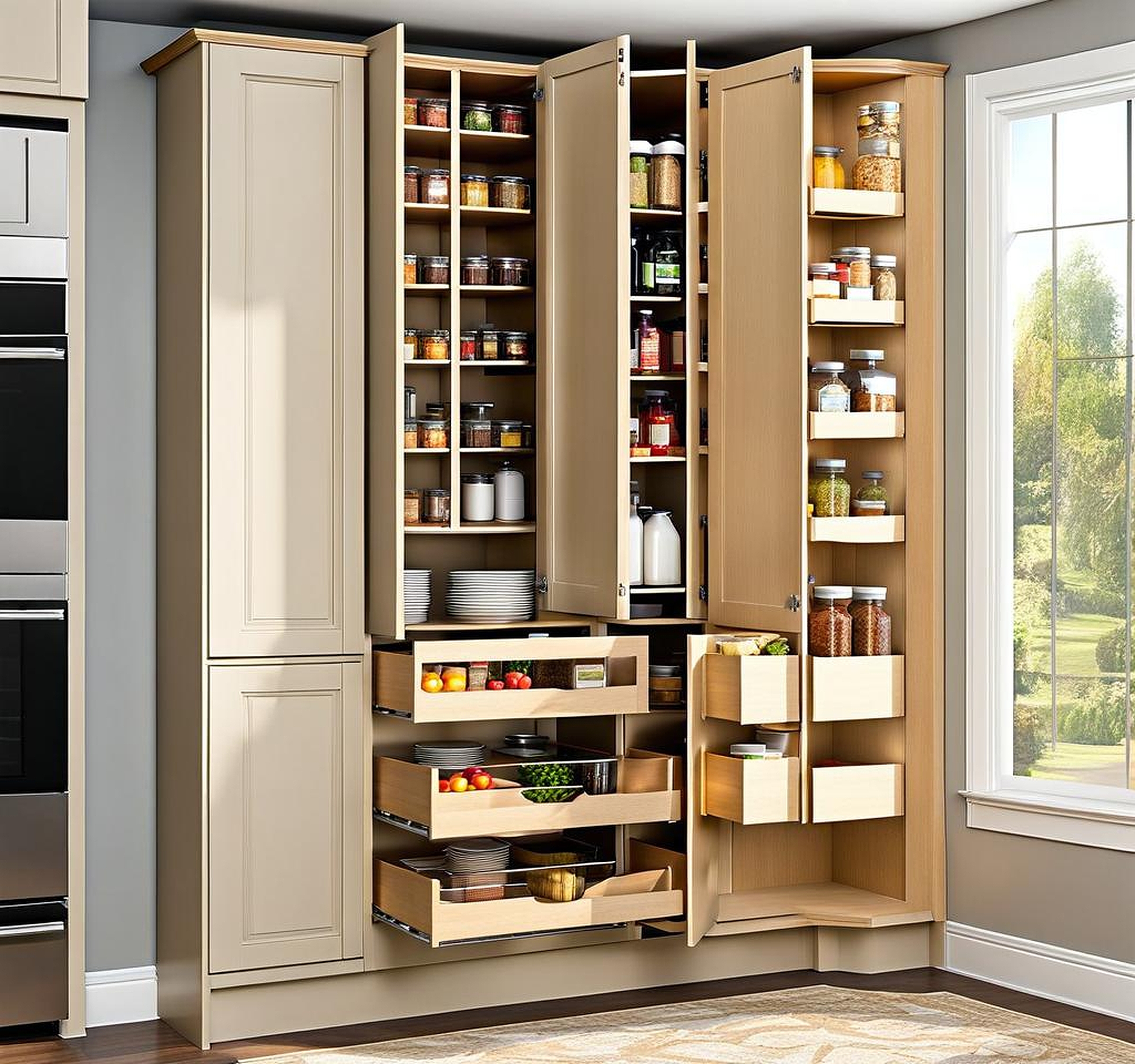 tall corner kitchen pantry cabinet