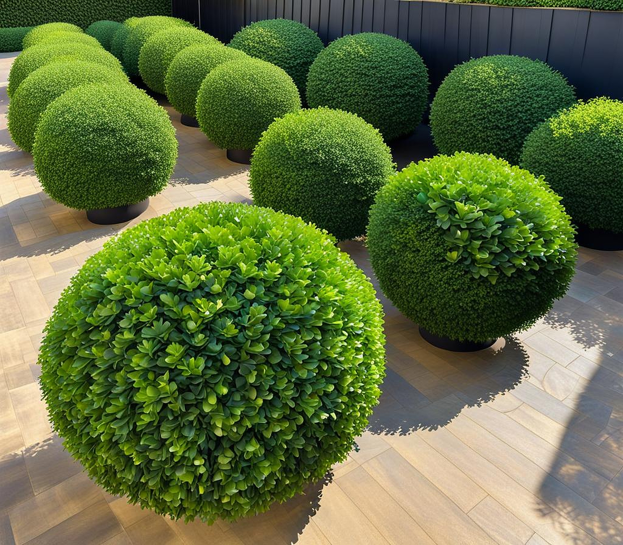 large faux boxwood balls